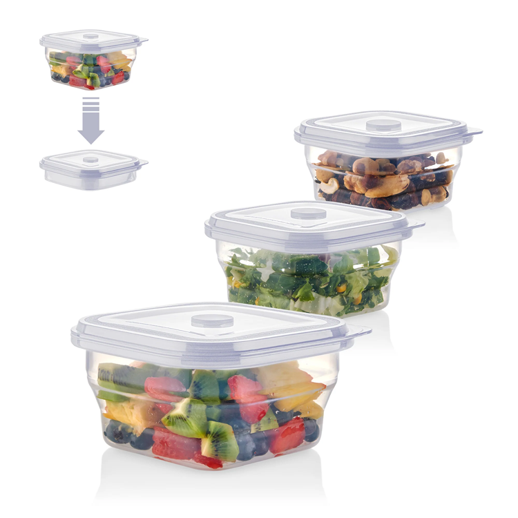 400ML 600ML 900ML Food Storage Container Kitchen Bento Foldable Collapsible Silicone Lunch Box Set