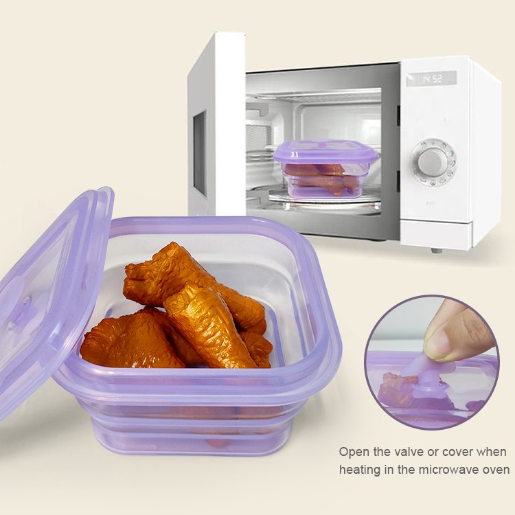 400ML 600ML 900ML Food Storage Container Kitchen Bento Foldable Collapsible Silicone Lunch Box Set