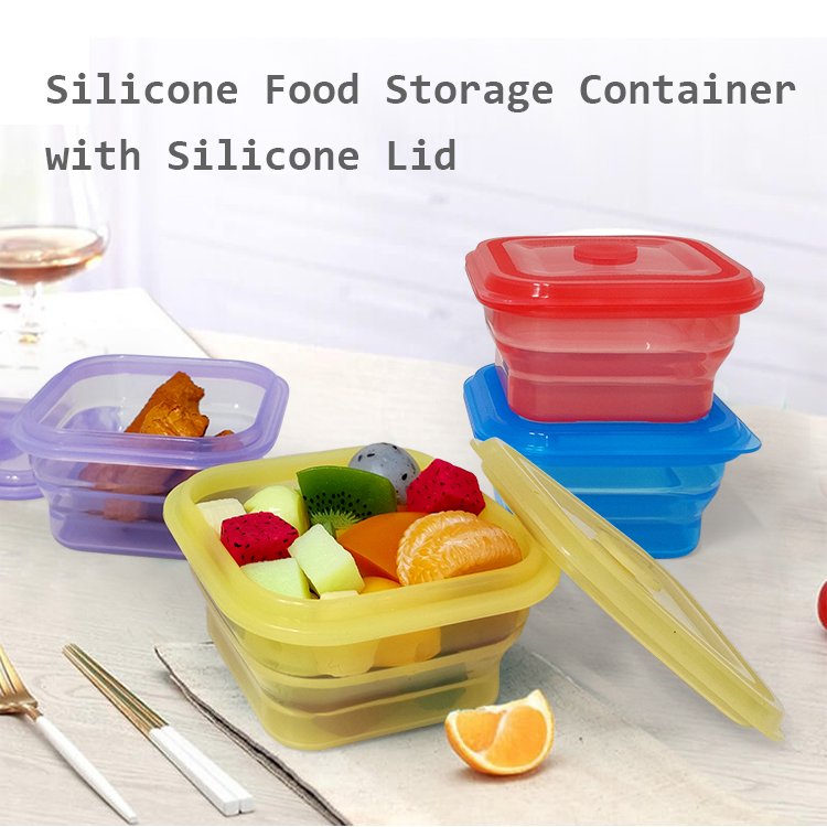 400ML 600ML 900ML Food Storage Container Kitchen Bento Foldable Collapsible Silicone Lunch Box Set