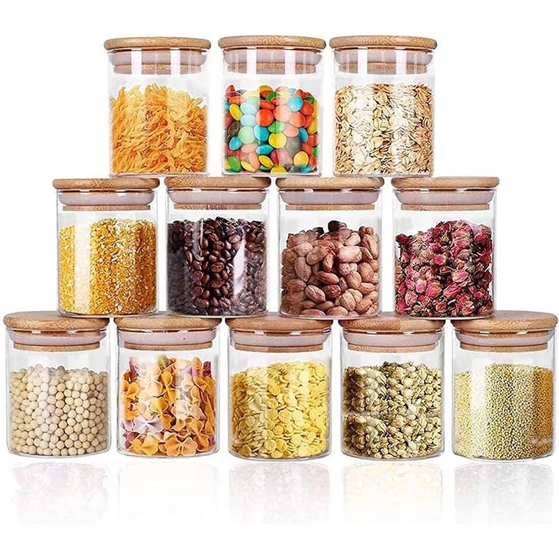glass kitchen storage square food storage multifunctional glass jar sealed food grade storage container with lid