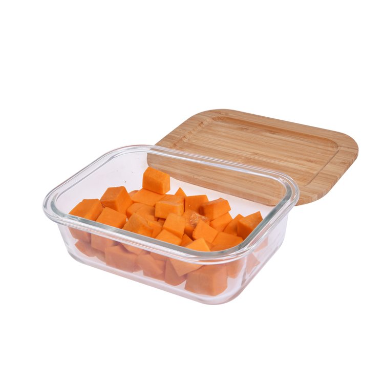 high borosilicate glass food storage containers with bamboo lids