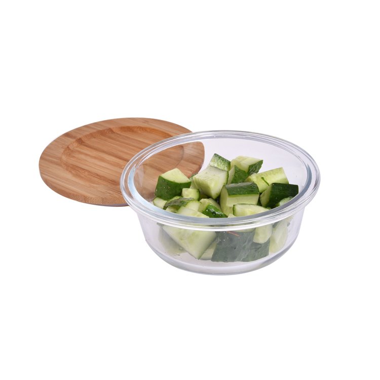 high borosilicate glass food storage containers with bamboo lids
