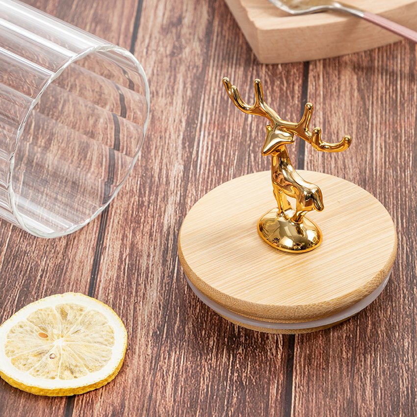 Cylinder Airtight Food Storage Container Canister Kitchen Glass Food Storage Glass Jar With Bamboo Lid Glass Jar