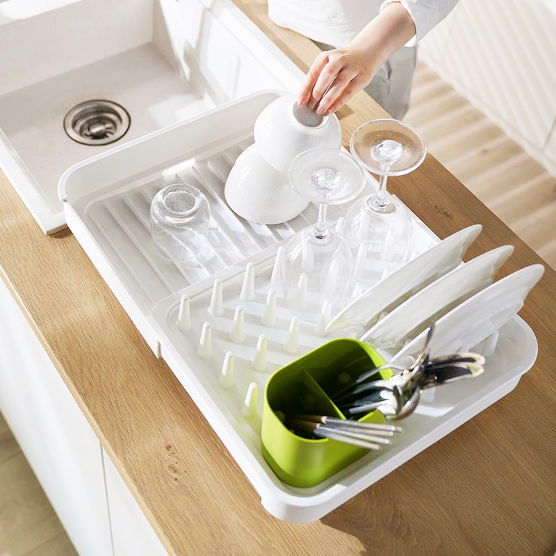 Plastic Dish Rack Dish Drying Rack Lightweight Self-Draining Dish Rack For Kitchen Sink And Counter At Home