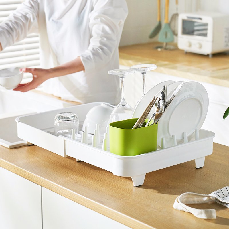 Plastic Dish Rack Dish Drying Rack Lightweight Self-Draining Dish Rack For Kitchen Sink And Counter At Home