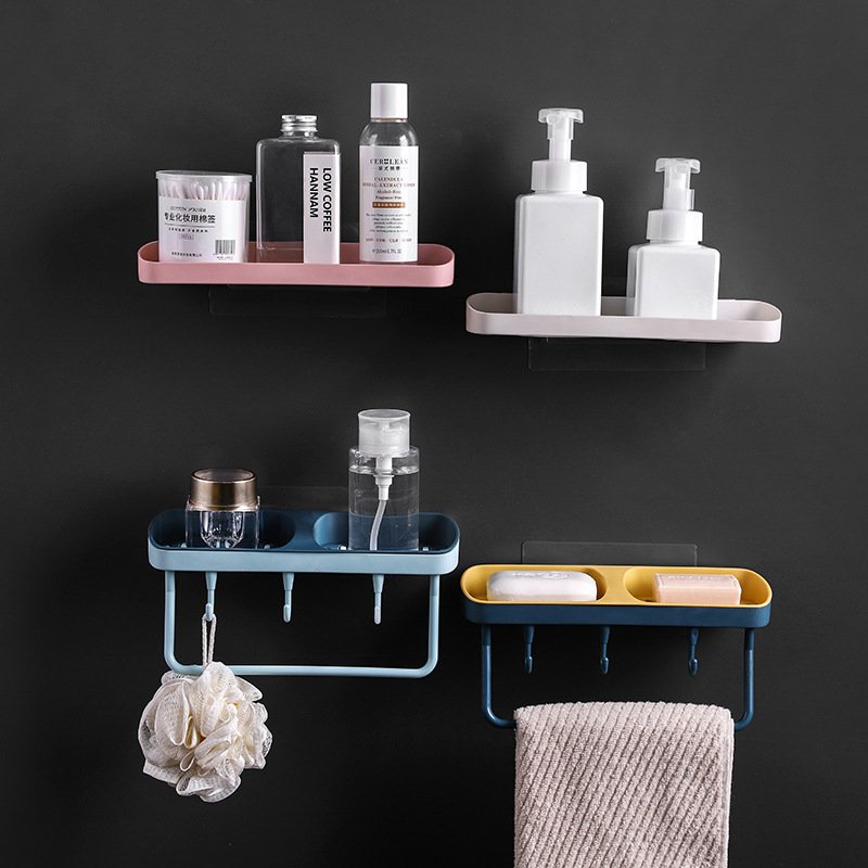 wall-mounted sponge bathroom soap storage box without household punch-free towel rack
