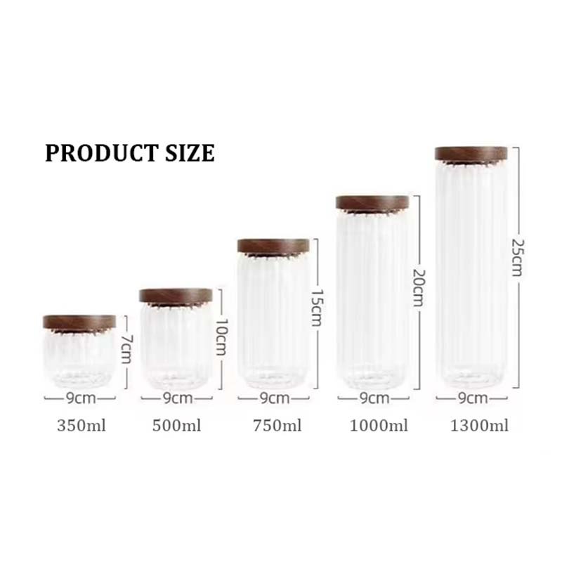 Wholesale Multiple Specifications Handmade Borosilicate Glass Food Storage Jar With Acacia Wooden Lid Kitchen Sealed Canisters