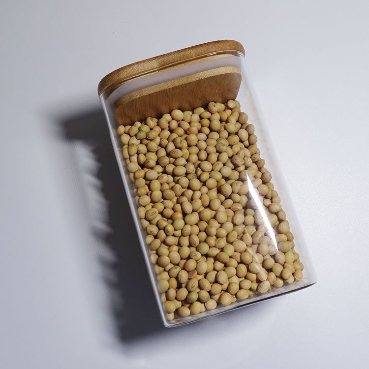 Display unbreakable square borosilicate glass pasta pot snack coffee spice jars small storage container and spoon