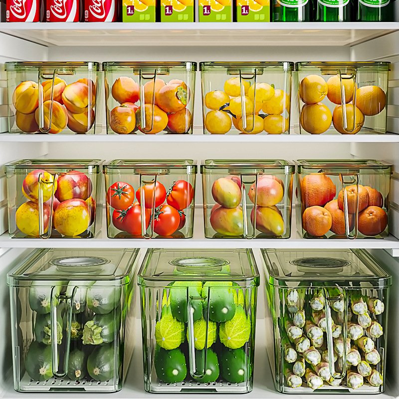 Choice Fun Transparent Kitchen Pet Food Storage Box Bins Stackable Refrigerator Organizer Fridge Organizer Set With Handle