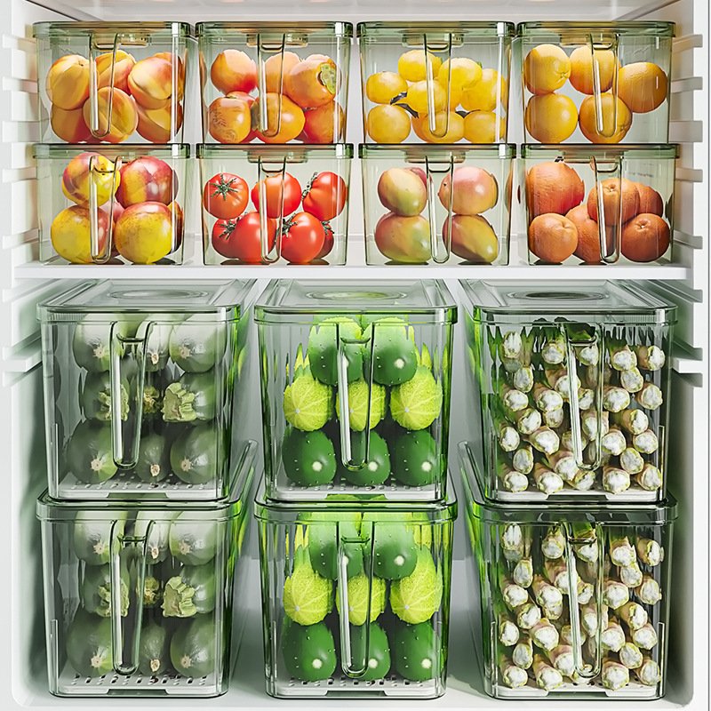 Choice Fun Transparent Kitchen Pet Food Storage Box Bins Stackable Refrigerator Organizer Fridge Organizer Set With Handle
