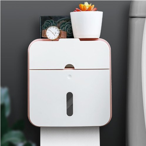 Waterproof Wall Mount Toilet Paper Holder Shelf Tray Roll Paper Tube Storage Box Creative Tray Tissue Box