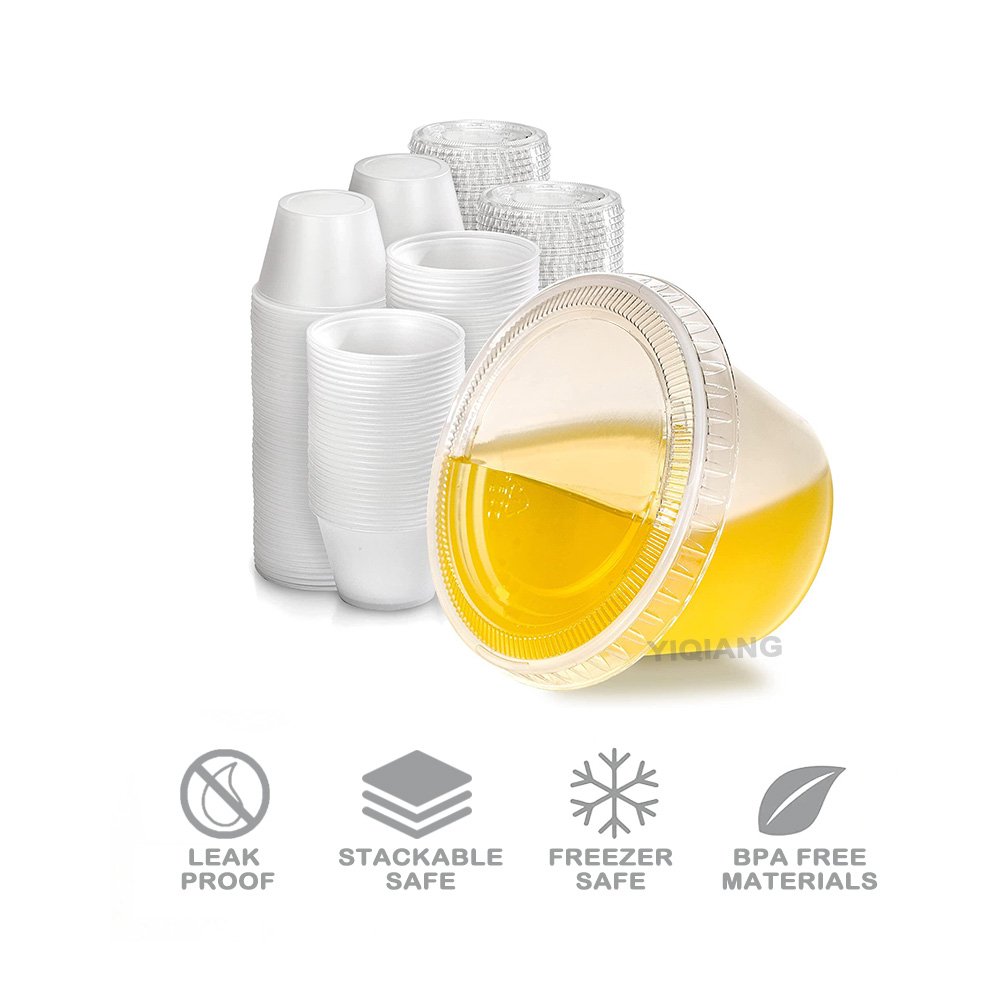 1oz 2oz 3oz 4oz 5oz PP Small Disposable Plastic Salad Biscuit Toppings Sauce Cups with Hinged Lid