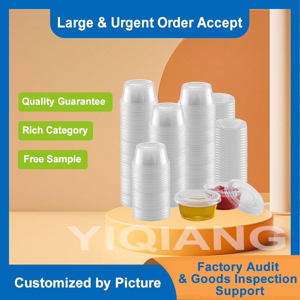 1oz 2oz 3oz 4oz 5oz PP Small Disposable Plastic Salad Biscuit Toppings Sauce Cups with Hinged Lid
