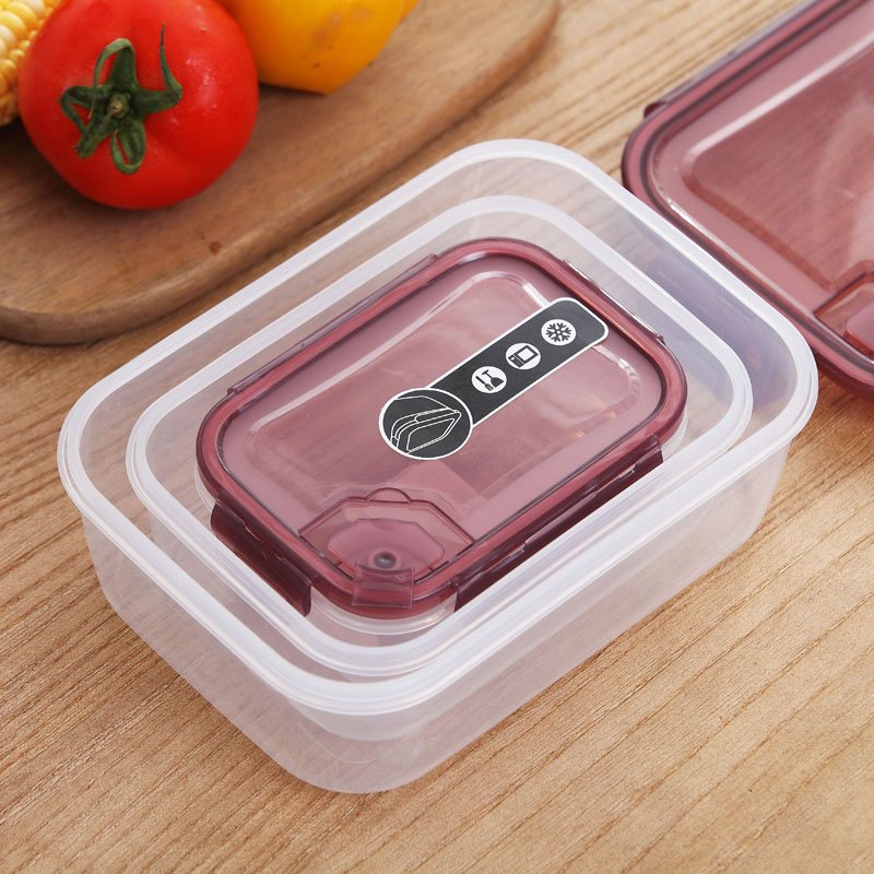 Custom logo microwaveable fridge organizer airtight meal prep bento salad box set plastic food storage container with snap lock
