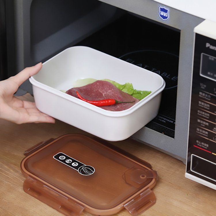 Custom logo microwaveable fridge organizer airtight meal prep bento salad box set plastic food storage container with snap lock
