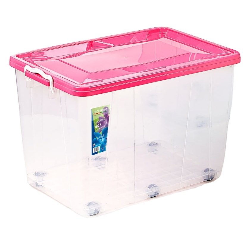 Elianware 50/60 Liter Huge Capacity Transparent Storage Box with Wheels Cloths Toys Household Hardware Tools Keeping