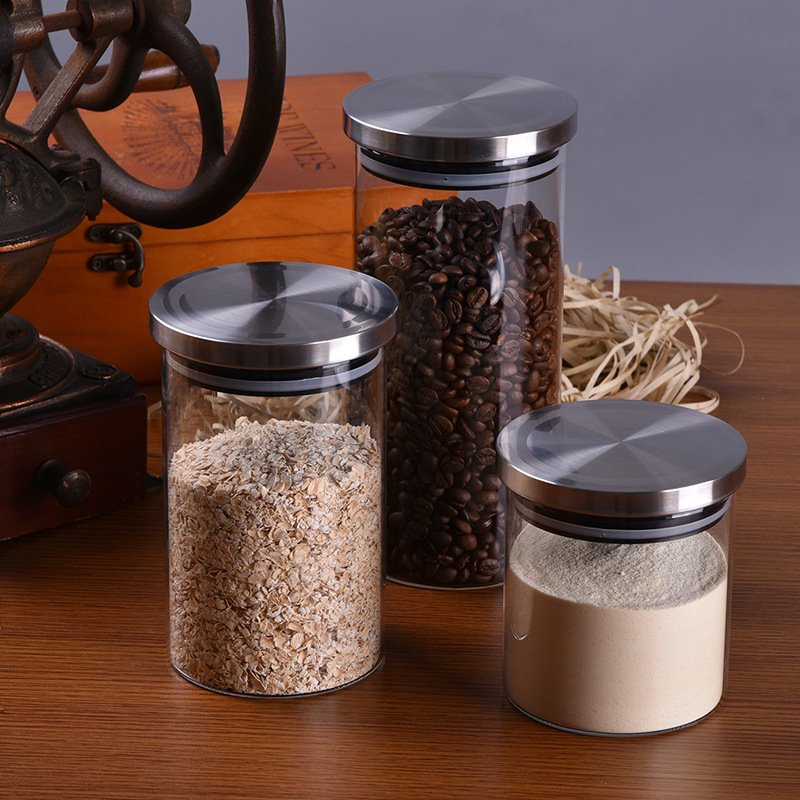 Airtight Glass Container Jar Set with Stainless Steel Lid for Home Storage - Durable and Stylish
