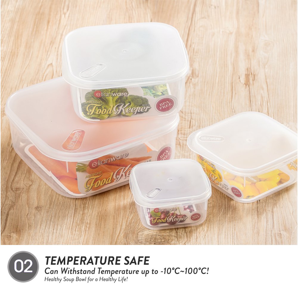Elianware High Quality PP Polypropylene High Quality BPA Free Microwavable Transparent Plastic Food Keeper Lunch Box