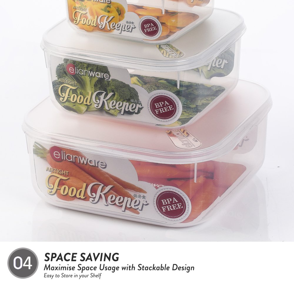 Elianware High Quality PP Polypropylene High Quality BPA Free Microwavable Transparent Plastic Food Keeper Lunch Box