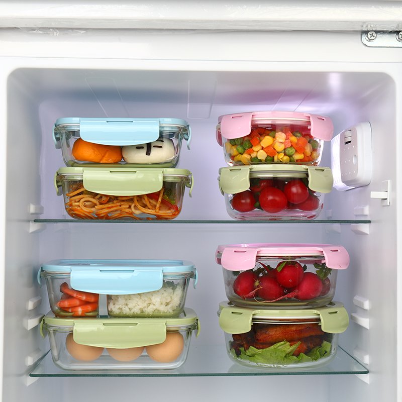 Microwave safe glass food container meal prep containers with pp lids suitable