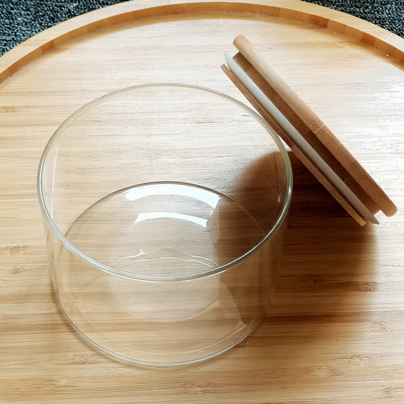multiple use wide mouth short high borosilicate glass jar for 3 wick candle plant salad food storage