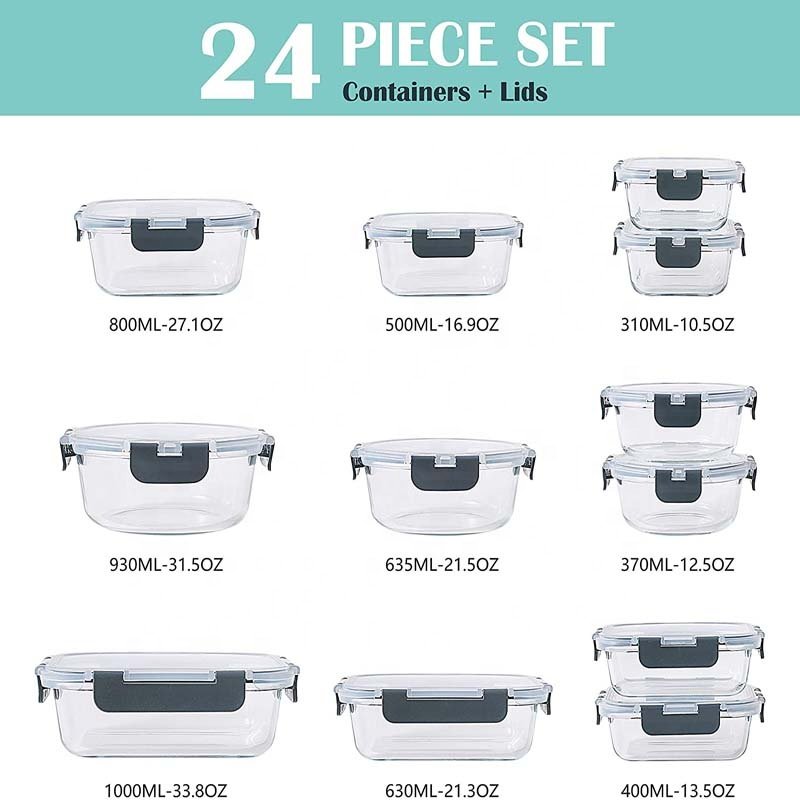 Superior Glass Food Storage Containers Set 100% Safe Food Containers with lid