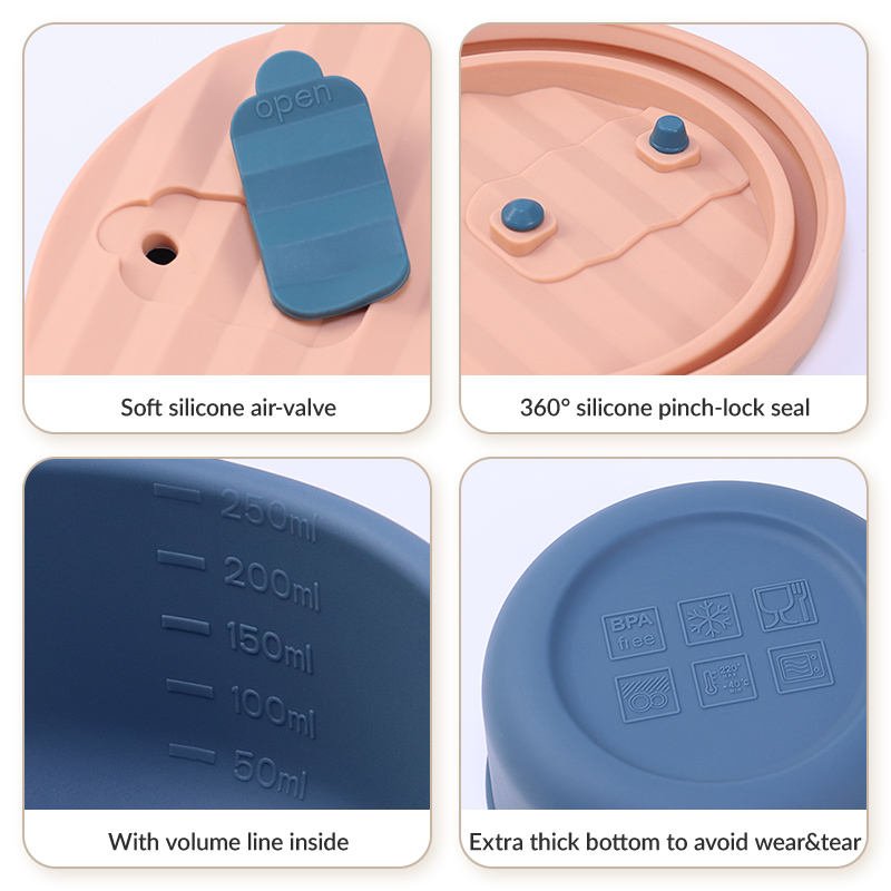 Eco-Friendly Portable Silicone Kitchen Products Food Storage Lunch Box Leftover Meal Box With BPA Free