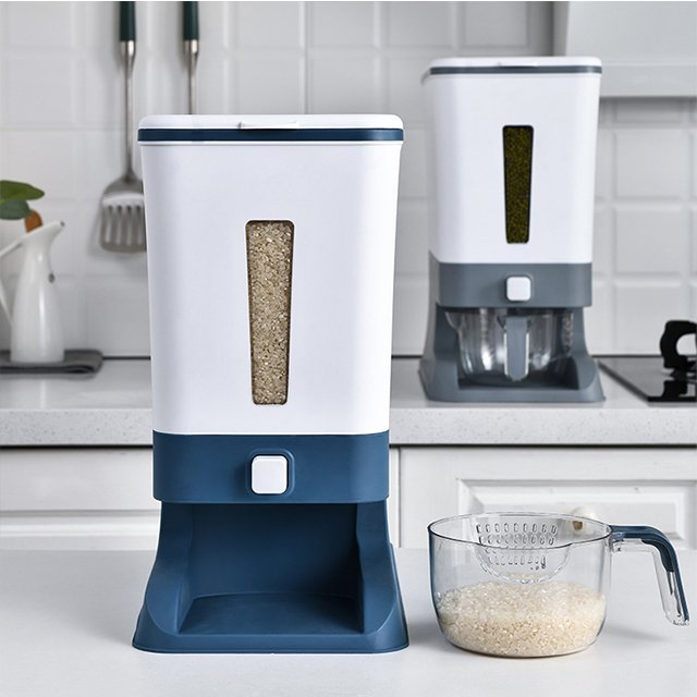 JILEN- Large Capacity Rice Storage Tank Dry-Food Dispenser Grain Storage Box with Perspective Window