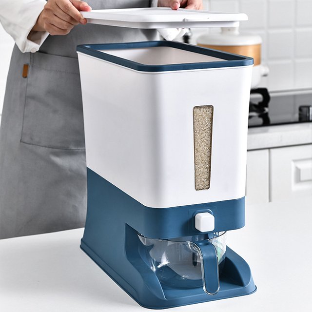 JILEN- Large Capacity Rice Storage Tank Dry-Food Dispenser Grain Storage Box with Perspective Window