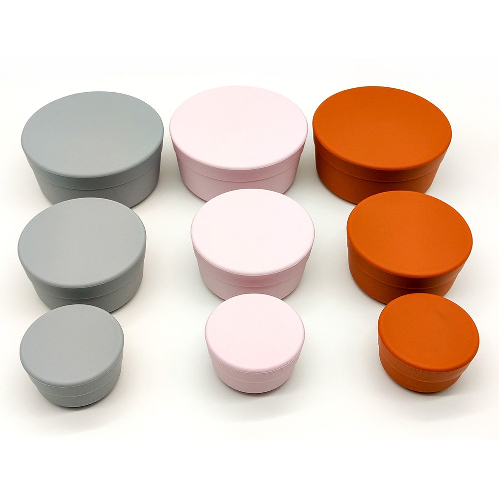 New Design Bpa Free Silicone 3 Pieces Nesting Children Snack Food Storage Container Set Bowl with Lid for Baby Kid