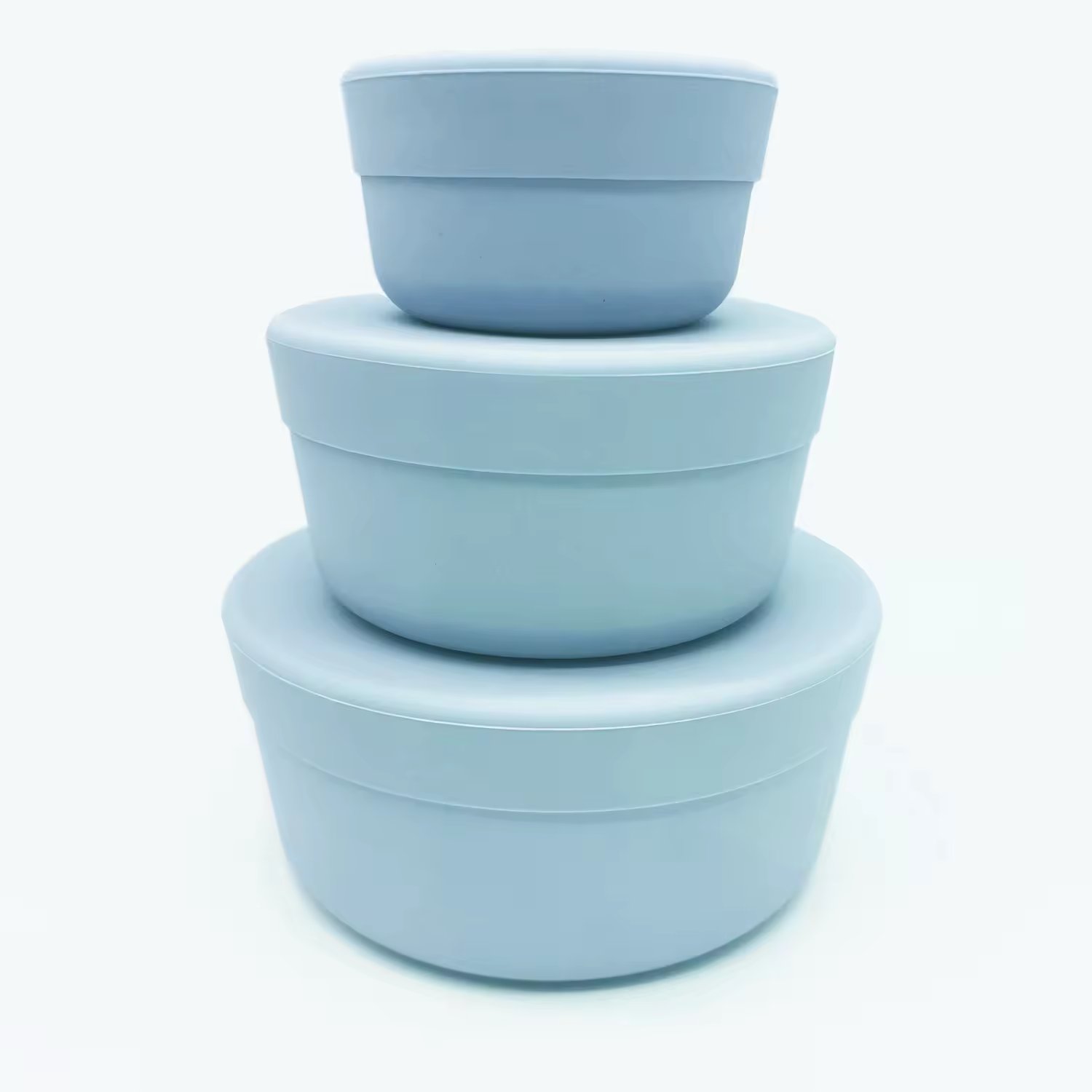 New Design Bpa Free Silicone 3 Pieces Nesting Children Snack Food Storage Container Set Bowl with Lid for Baby Kid