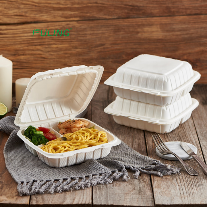 takeout container disposable biodegradable hard togo foam mfpp compartment plastic hinged food container