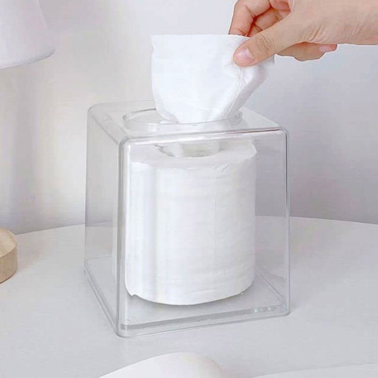 Household Living Room Coffee Table Transparent Box Tissue Holder Plastic Tissue Storage Box