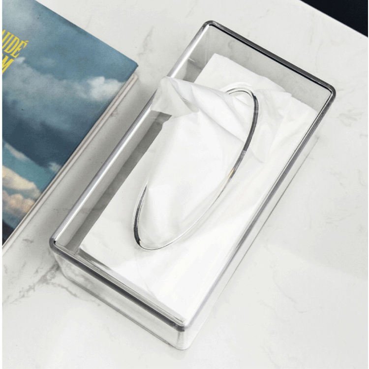 Household Living Room Coffee Table Transparent Box Tissue Holder Plastic Tissue Storage Box