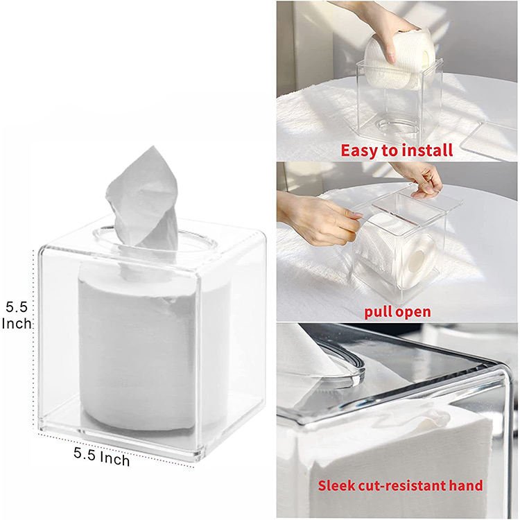 Household Living Room Coffee Table Transparent Box Tissue Holder Plastic Tissue Storage Box