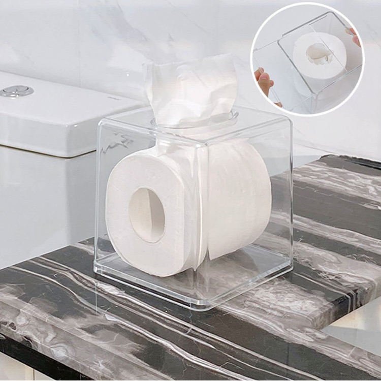 Household Living Room Coffee Table Transparent Box Tissue Holder Plastic Tissue Storage Box