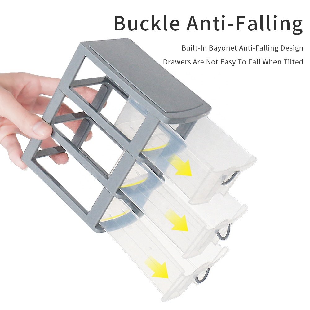 Wholesale 3 Layer Handle Design Small Desktop Transparent Drawer Organizer Plastic Storage Cabinet Box