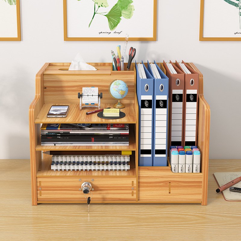 Office multi-layer desktop storage box with lock household station file drawer style rack desk organizing office storage box