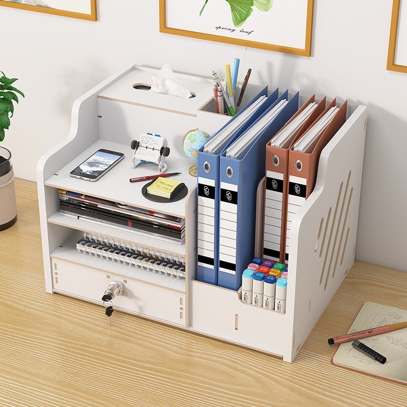 Office multi-layer desktop storage box with lock household station file drawer style rack desk organizing office storage box