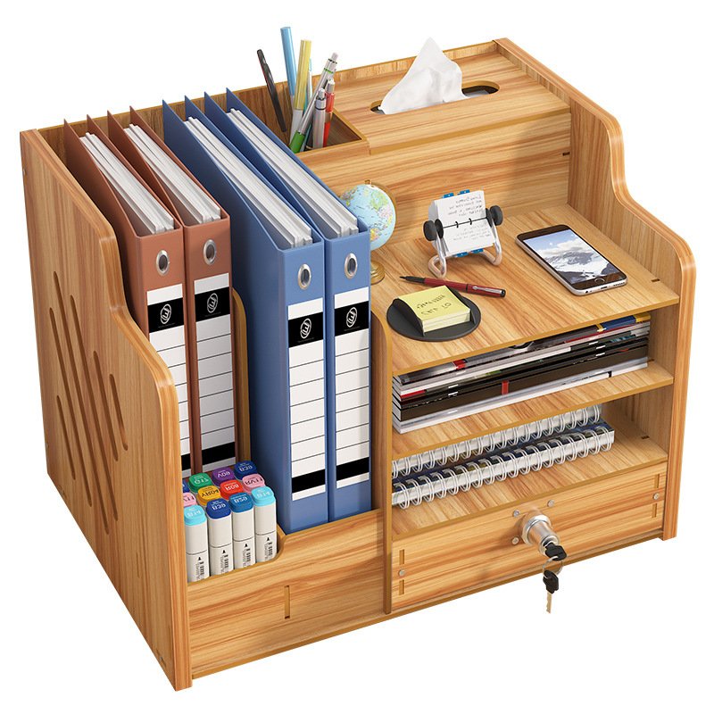 Office multi-layer desktop storage box with lock household station file drawer style rack desk organizing office storage box
