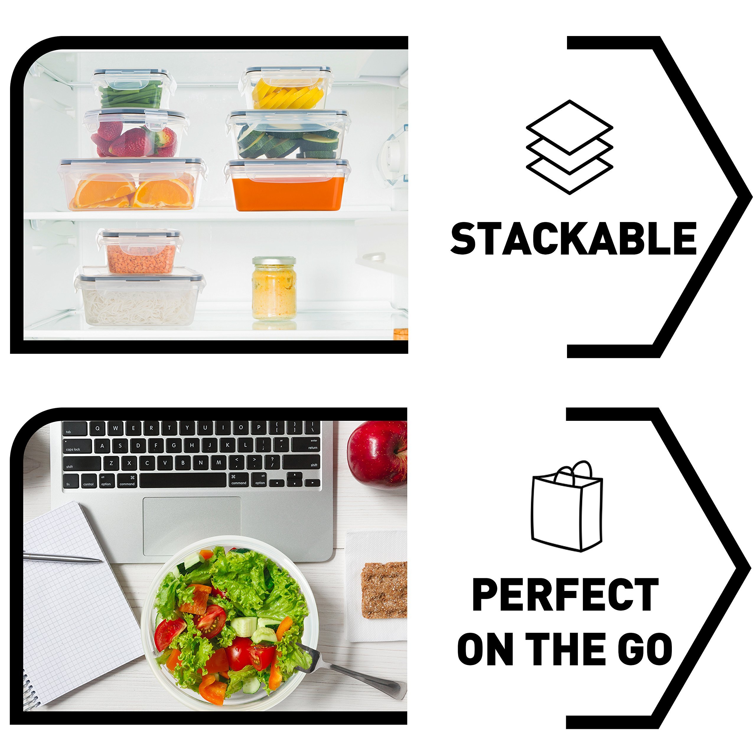 6 Pcs Set Pp Plastic Food Storage Container Home with Airtight Lid,Food Storage Containers with Lids