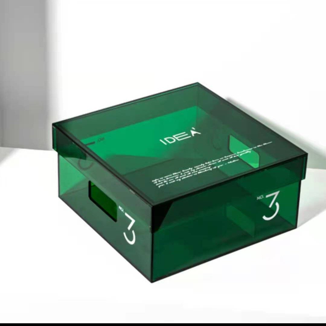 Acrylic Storage Box with Lids, Mult-Purpose Box Square Stackable for Office, Home, Cube Containers for Jewelry, Staples,Toys