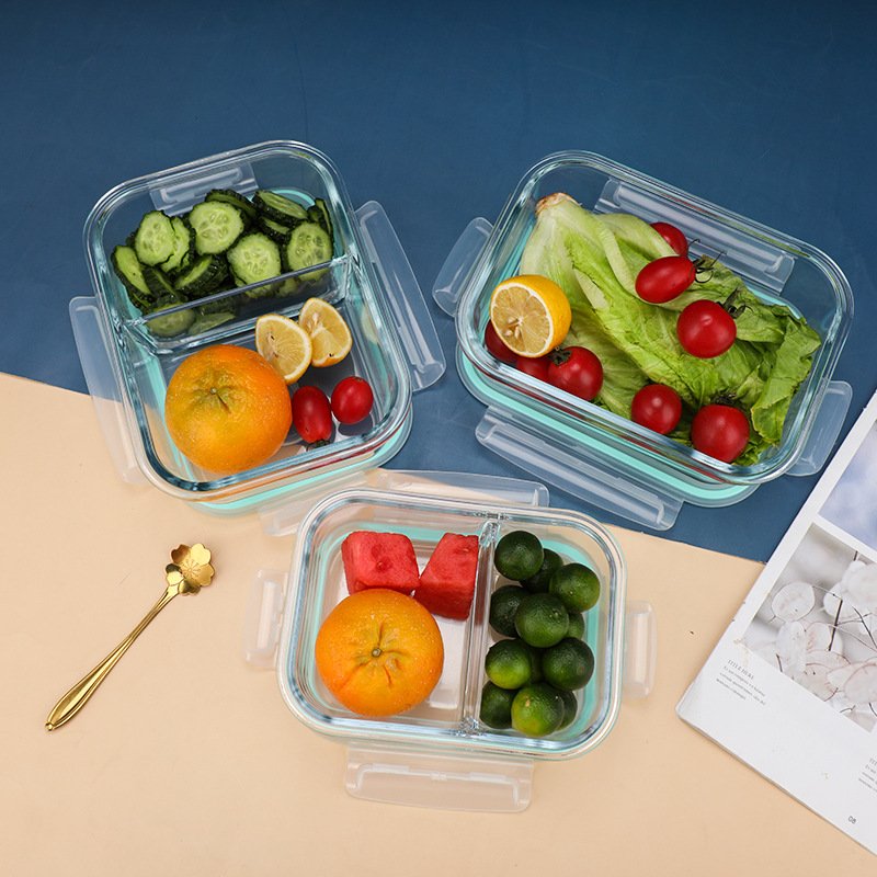 2023 NEW ARRIVAL Glass Lunch Box Glassware Kitchen Glass Food Storage Containers Set with PP Lids