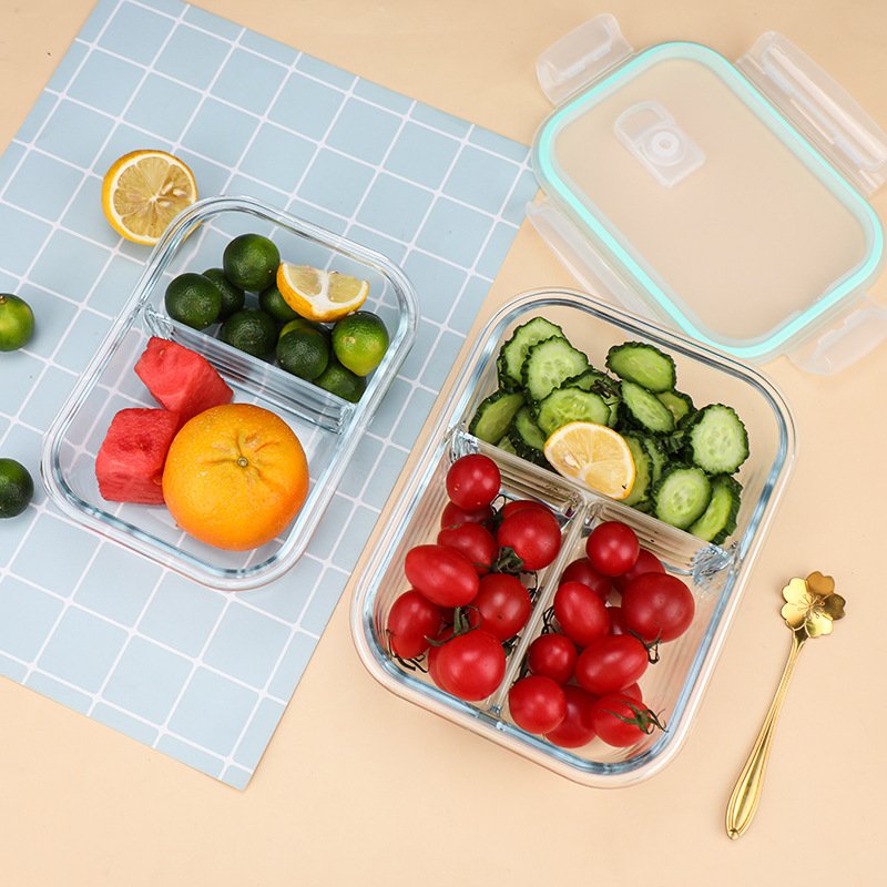 2023 NEW ARRIVAL Glass Lunch Box Glassware Kitchen Glass Food Storage Containers Set with PP Lids