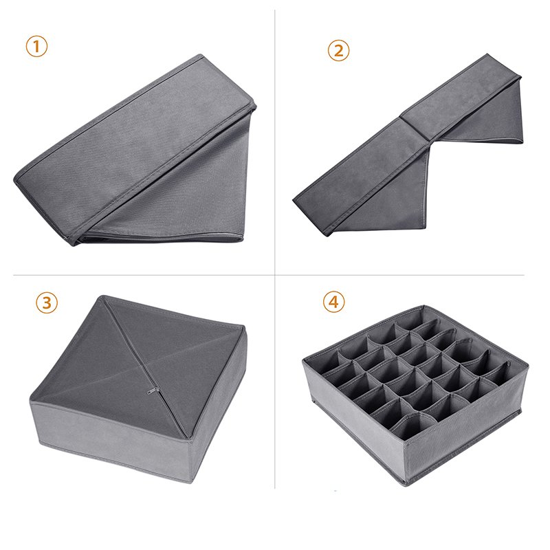 Custom Logo Foldable Cloth Storage Box Desk Closet Organizer for Underwear Bra Socks-Foldable Drawer Organizers
