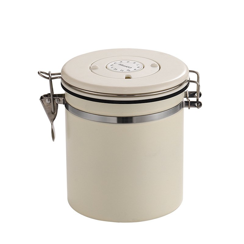 1.2L/1.5L/1.8L Stainless Steel Glass Airtight Coffee Container With Spoon Vacuum For The Kitchen Food Storage