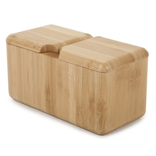 100% Bamboo Salt Box Containers Wooden Spice Box