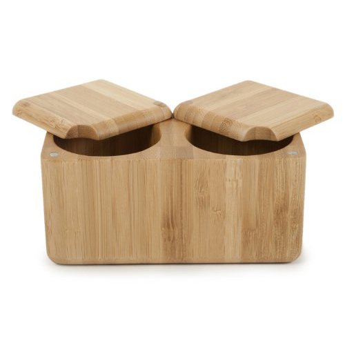100% Bamboo Salt Box Containers Wooden Spice Box