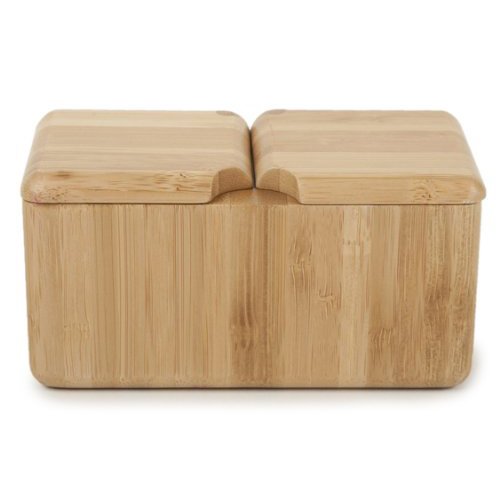 100% Bamboo Salt Box Containers Wooden Spice Box