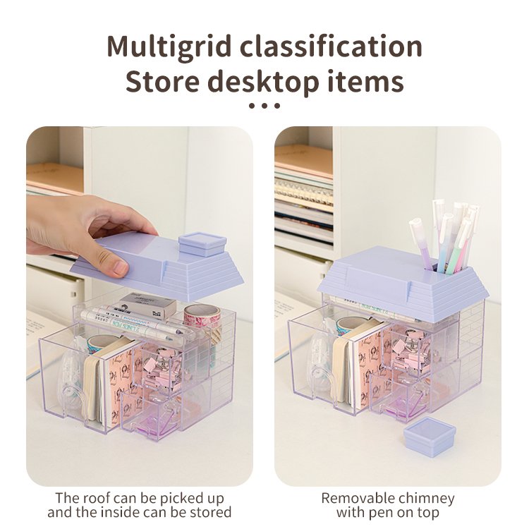 NEW ARRIVAL Multi-function Desktop Sundries Cosmetic School Supplies Multi-grid PS Plastic Storage Box With Drawer
